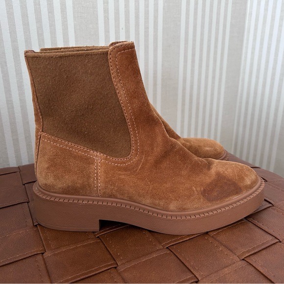 Vince Kegan Chestnut Brown Suede Water Repellent Chelsea Boots Women’s Size 6 - Picture 3 of 11